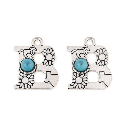 Synthetic Turquoise & Alloy Pendants