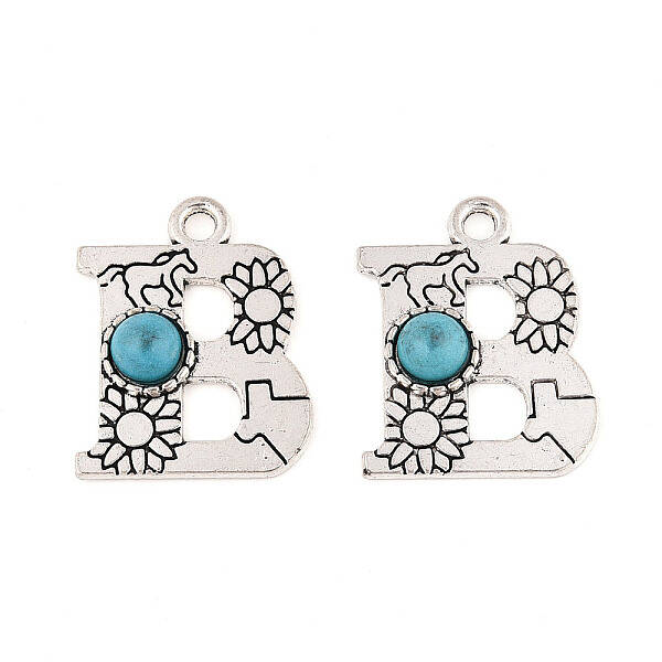 Synthetic Turquoise & Alloy Pendants