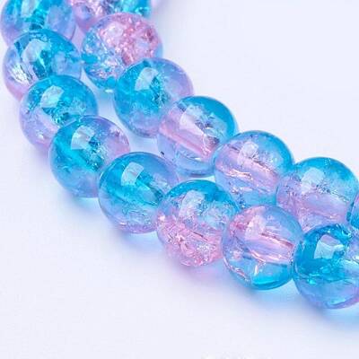 Spray Painted Crackle Glass Beads Strands
