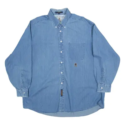TOMMY HILFIGER Mens Shirt Blue Long Sleeve XL