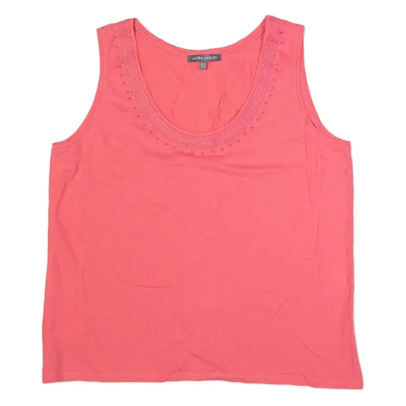 LAURA ASHLEY Womens Vest Pink Sleeveless UK 14