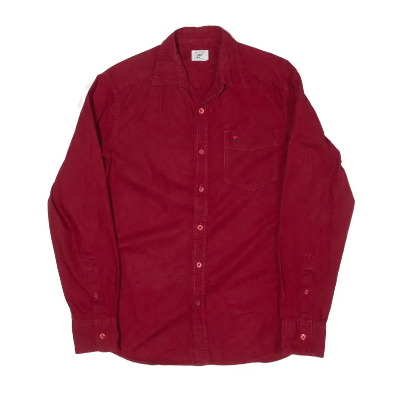 LEE Plain Shirt Red Long Sleeve Mens M
