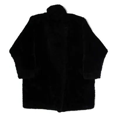 MODISSA Faux Fur Womens Overcoat Coat Black 90s XL