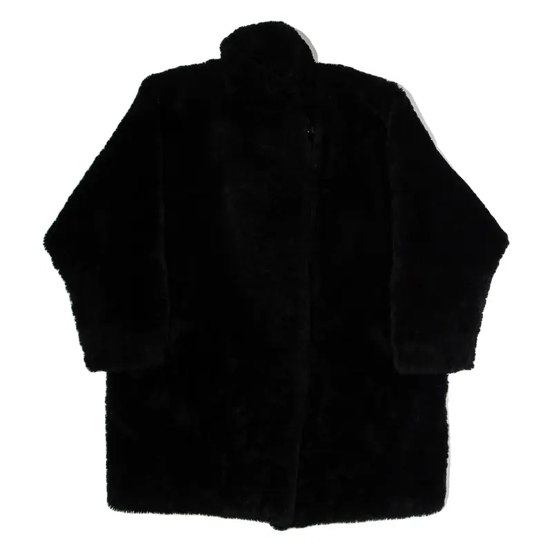 MODISSA Faux Fur Womens Overcoat Coat Black 90s XL