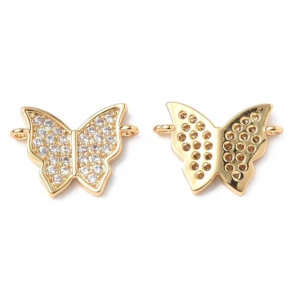 Brass Micro Pave Clear Cubic Zirconia Connector Charms
