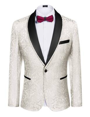 Floral Suit Jacket (US Only), White / L