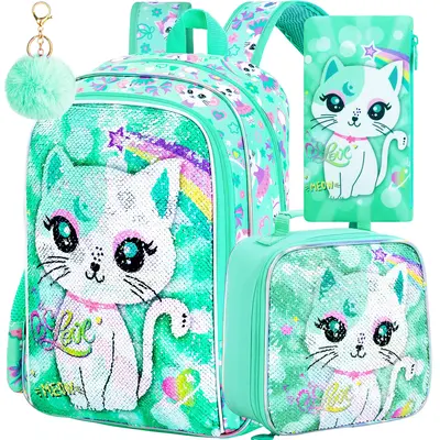 3PCS Girls Cat Backpack, 16\