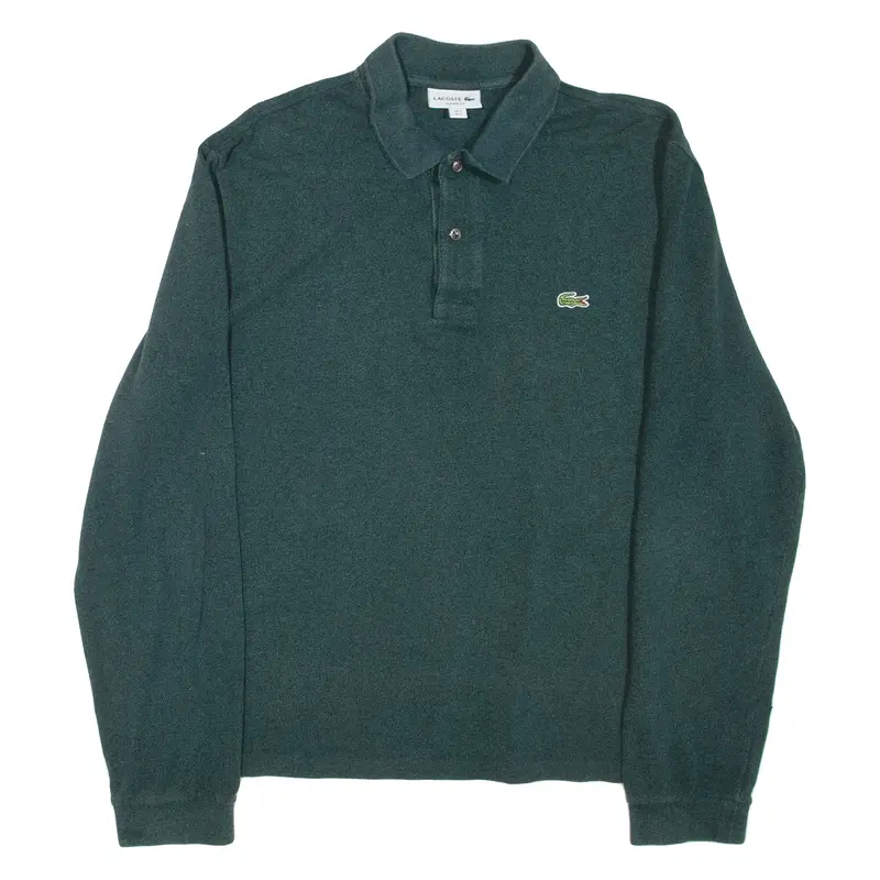 LACOSTE Mens Polo Shirt Green Long Sleeve L