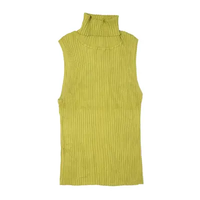 APOSTROPHE Vest Green Tight Knit Viscose Roll Neck Sleeveless Womens XL