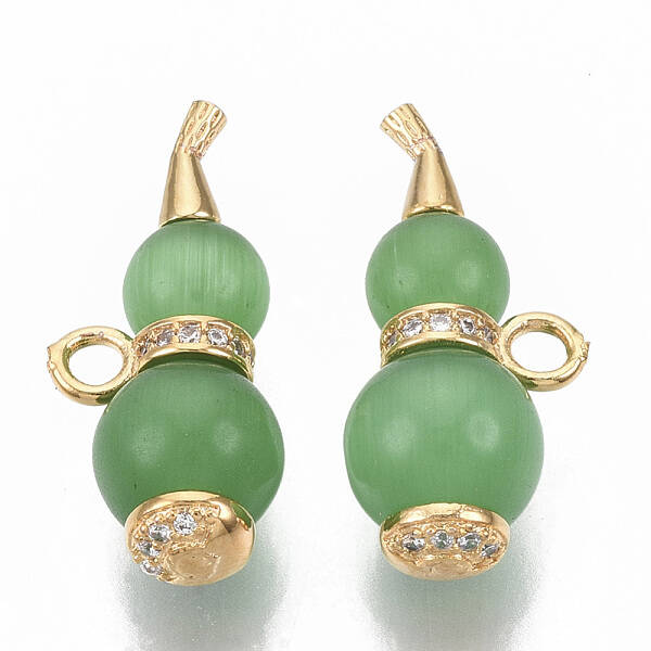 Brass Micro Pave Clear Cubic Zirconia Charms