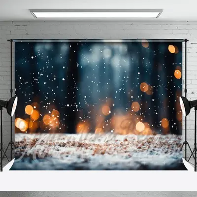 Snow Ground Forest Bokeh Light Christmas Backdrop - Aperturee