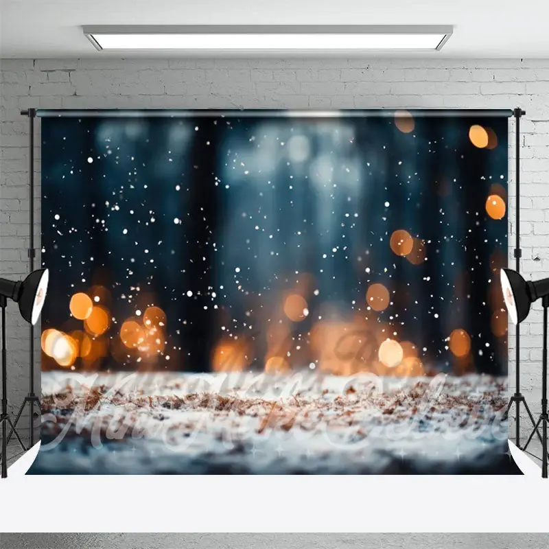 Snow Ground Forest Bokeh Light Christmas Backdrop - Aperturee