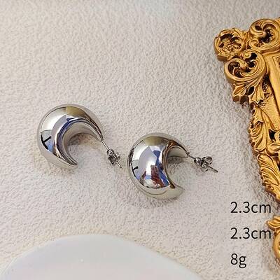 Crescent Moon Alloy Stud Earrings