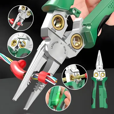 8 in 1 Wire Stripper Twister, Cable Scissors, Voltage Tester Pliers, Audible and Flashing LED Alarms Wire Stripper Tool for C...