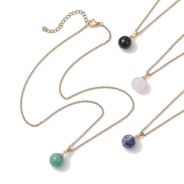 Round Gemstone Pendant Necklaces