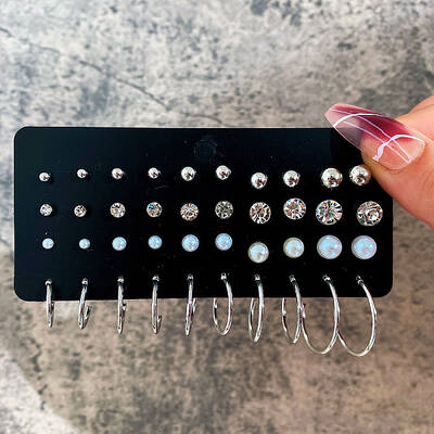 Alloy & Plastic Pearl & Rhinestone Earring Sets