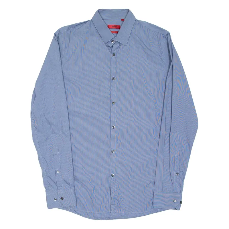 HUGO Slim Fit Womens Plain Shirt Blue Long Sleeve M