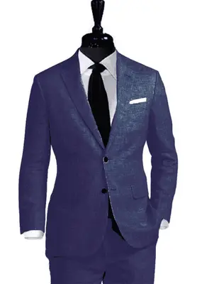 Mens Blue Linen Suit