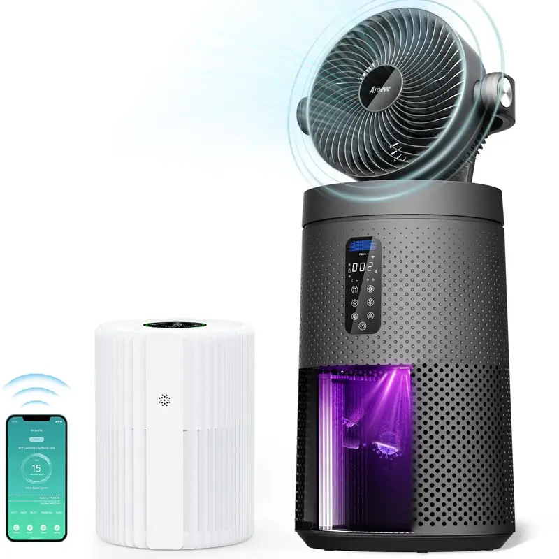 AROEVE Smart WIFI Air Purifier, MK08W With Fan, MKD07W Portable, Coverage 1980 Sq.Ft,  Sterilizer, Smokeless, Essential Autom...