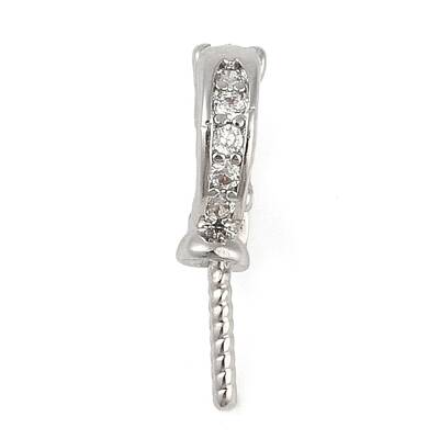 Brass Micro Pave Clear Cubic Zirconia Twister Peg Bails Pendants