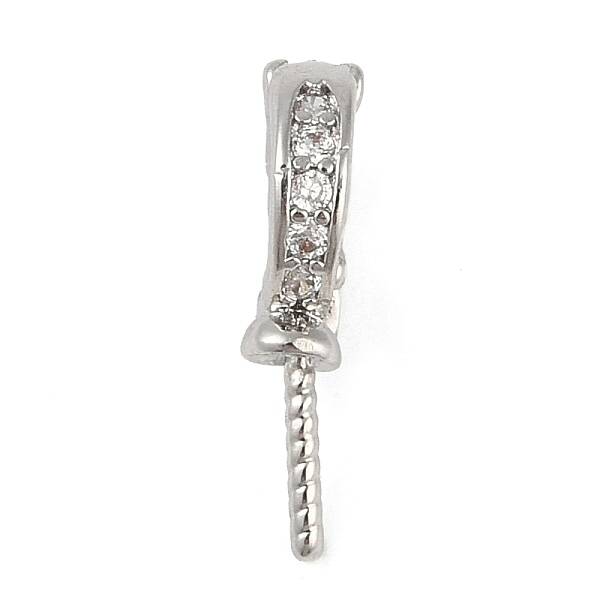 Brass Micro Pave Clear Cubic Zirconia Twister Peg Bails Pendants