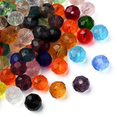 Faceted Rondelle Transparent Glass Beads
