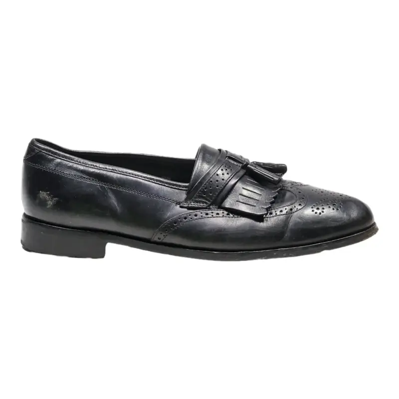 OAKTON Loafer Shoes Black Leather Mens UK 10