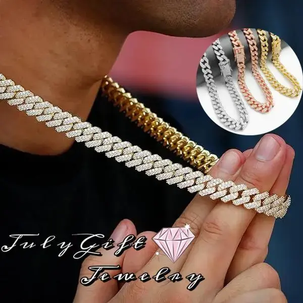 Hip Hop Mens Full Iced Out 12mm CZ Miami Cuban Link Chain Choker 18\