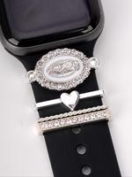 Sparkling Rhinestone Decorated Watch Band Decoration Ring, Virgin Mary Watch Band Decorations for Apple Watch Bands Accessor...