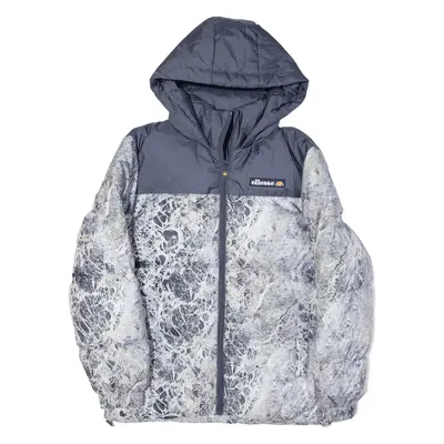 ELLESSE Puffer Jacket Blue Crazy Pattern Womens UK 8