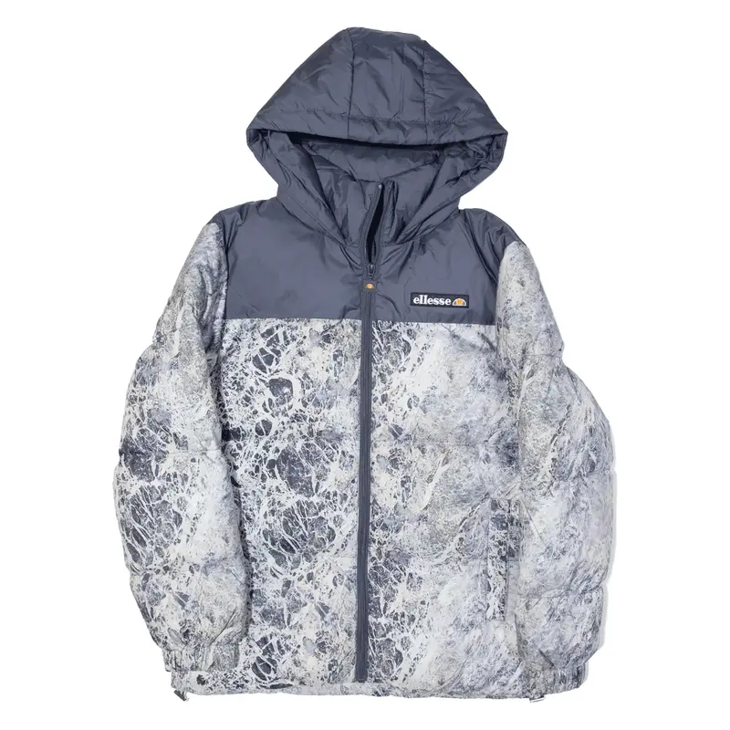 ELLESSE Puffer Jacket Blue Crazy Pattern Womens UK 8