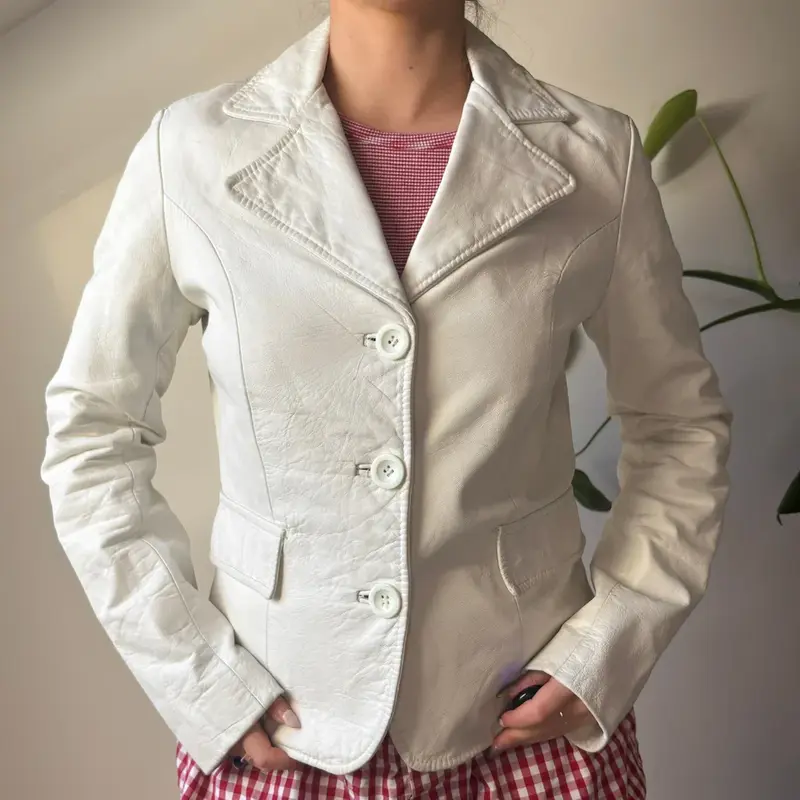 Please Leather Jacket - Small White Leather