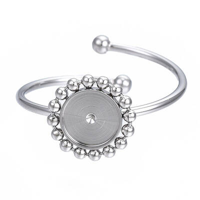 Non-Tarnish 304 Stainless Steel Open Cuff Finger Ring Cabochon Settings