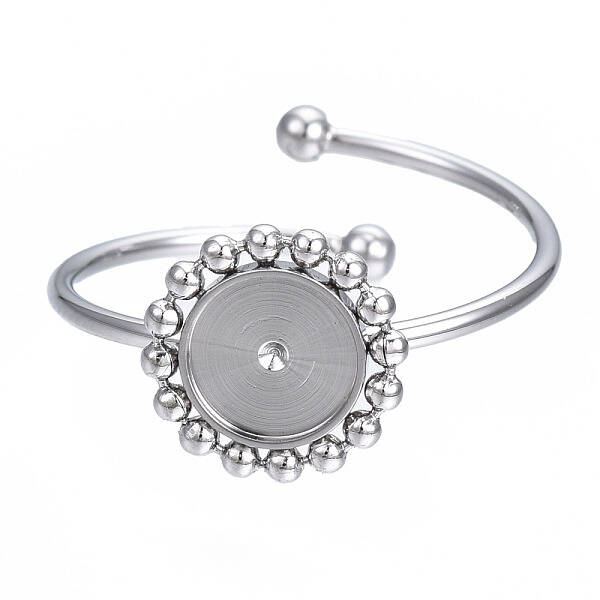 Non-Tarnish 304 Stainless Steel Open Cuff Finger Ring Cabochon Settings