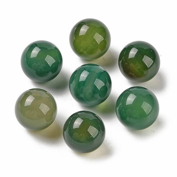 Natural Green Onyx Agate No Hole Sphere Beads