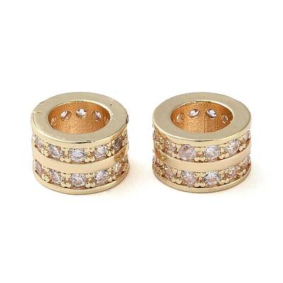 Rack Plating Brass with Cubic Zirconia European Beads