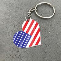 American Flag Keychain for Him or Her, 4th of July Gift, Patriotic Bag Charm, Minimalist USA Flag Key Ring, Travel or Daily C...