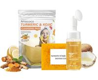 Turmeric Wash and Care Three Piece Set, Turmeric Makeup Removal Towel, Turmeric Cleansing Mousse, Turmeric Soap Facial Cleans...