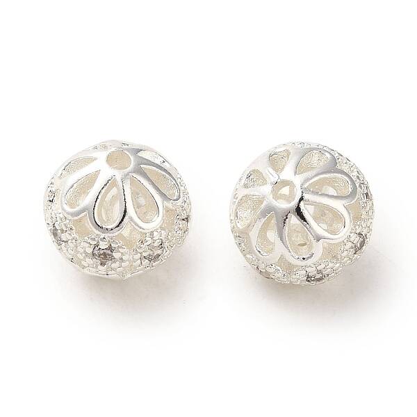 Rack Plating Brass Pave Cubic Zirconia Beads