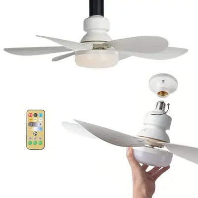 40W Small Screw-in Fan Light with Light & Remote, Stepless Dimming Wind Speed Adjustment Fan with Light Compatible with E26/E...