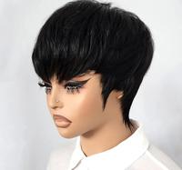 Glueless Pixie Cut Wigs Pixie Cut Wig Human Hair For Black Women Chic Elegent Short Layered Pixie Cut Human Hair Wigs With Ba...