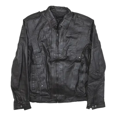 Leather Look Lined Jacket Black Womens S