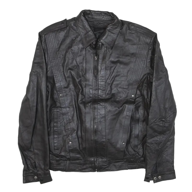 Leather Look Lined Jacket Black Womens S