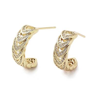 Rack Plating Brass Micro Pave Cubic Zirconia Stud Earring