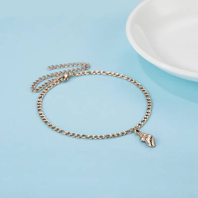 Stainless Steel Seashell Shaped Pendant Twisted Chain Anklets