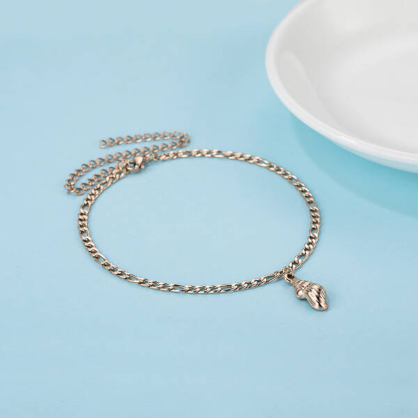Stainless Steel Seashell Shaped Pendant Twisted Chain Anklets