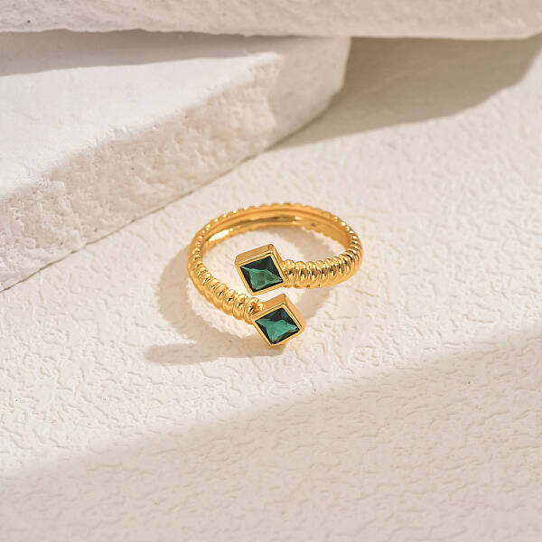 Brass Cubic Zirconia Cuff Rings for Women
