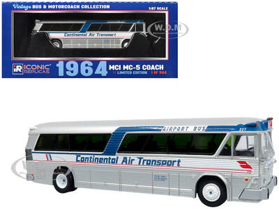 1964 MCI MC-5A Coach Bus Continental Air Transport Silver with Blue Stripes Vintage Bus & Motorcoach Collection Limited E...