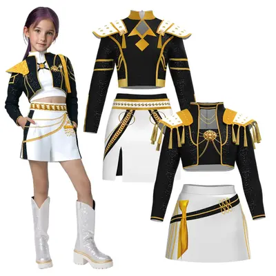 KPop Demon Hunter Costume 2-Piece Set | TikTok Trending Halloween Cosplay Outfit, Dance Performance Wear, Party Look for Teen...