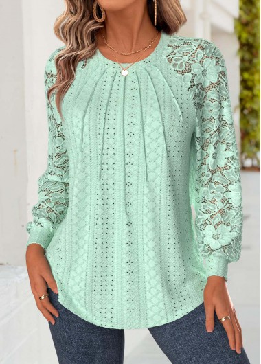 Modlily Light Green Tummy Coverage Long Sleeve T Shirt - L